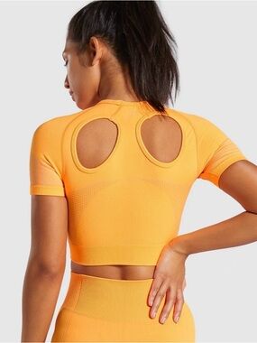 Gymshark Orange Short Sleeve Cutout Seamless Crop Top